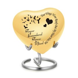 AIWENXI Pet Urn Memorial Container Jar Pot Urn Memorials Keepsake Pet Dog Cat Urn Mini Urn Memorial Urn for Cremation Ashes (Bird Gold)