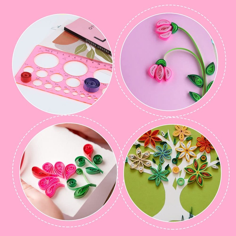 LOKUNN Circle Template for Drawing, Pink Ruler Quilling Tool, Round