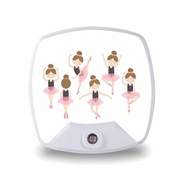 Chrobak LED Square Night Light,Cute Ballerina LED Night Light Plug into Wall with Dusk to Dawn Light Sensor White Energy Efficient Nightlight for Bedroom Bathroom Hallway Living Room Kitchen