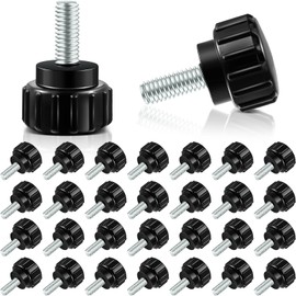 Hotop Threaded Knurled Thumbscrew Monitor Mount Screws on Knobs Monitor Screws Carbon Steel Clamping Knobs Grip Thumb Screw Mounting Thumb Screw, Black(30 Pieces,M4 x 10 mm)