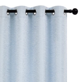 Deconovo 100% Blackout Curtains, Living Room Curtains Jacquard, Blackout Curtains for Bedroom, 2 Panels,Blue-Jacquard,52x96 Inch