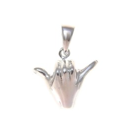 Arthur's Jewelry 925 sterling silver Hawaiian 3d shaka hang loose charm pendant