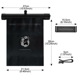 JSCARLIFE Car Trash Can, Roller Type, 2 Rolls Garbage Bag, Black