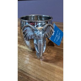 Pier 1 Imports Hammered Metal African Elephant Mug Cup