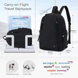 SPAHER British Airways Hand Luggage 40 x 30 x 15 Ultralight 20L Backpack Hand Luggage Aeroplane Travel Backpack 40 x 30 x 15 Waterproof Small Carry On Luggage Backpack Travel Bag Backpack for Men and