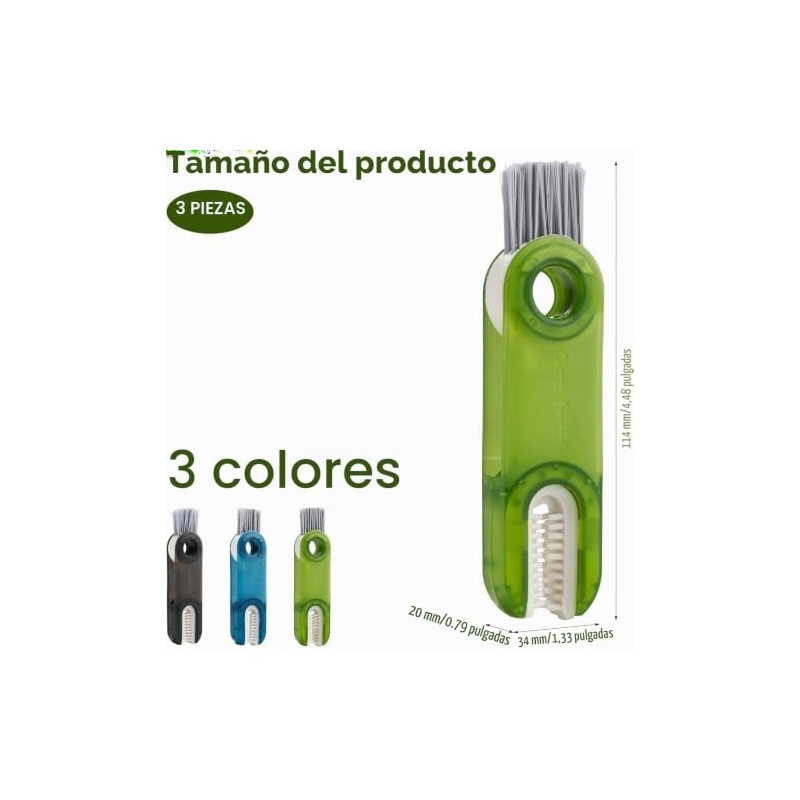 3PCS Cepillo para Botellas,Cepillo Limpiador Tazas Multifuncional 3 en 1,Cepillo