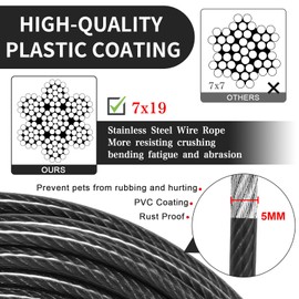 Tie Out Leads for Dogs, 3/6/9/15 m, Tie Out Cables for Dogs, Yard Lead for Medium to Large Dogs (Black, 9 m)