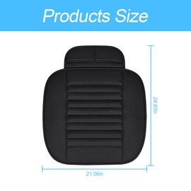 Adunsiaoto Breathable Bamboo Charcoal Leather Car Seats Cover, Car Seat Cushion Driver Leather Pad Front Anti-Slip, Car Seat Cover Protector for Front Seat Bottom, for Cars Seats(Black)