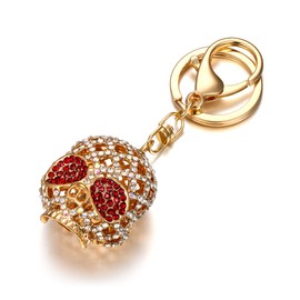 EVER FAITH Women's Austrian Crystal Purple Enamel Adorable Pumpkin Car Key Ring Clear Gold Tone, Crystal