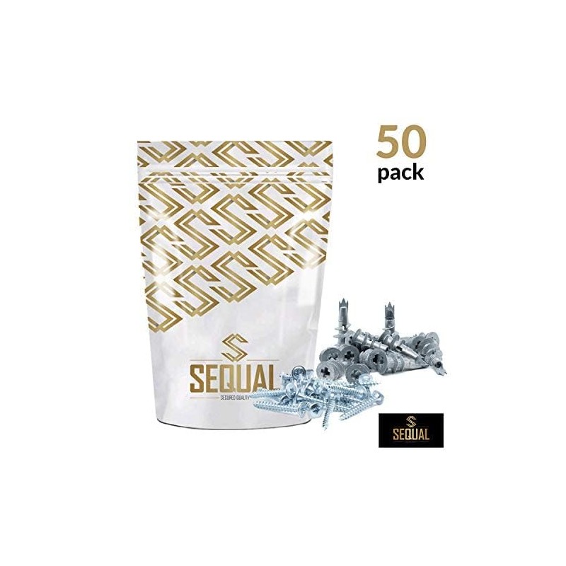 SEQUAL® Metal Driva Plasterboard Fixings & Screws (Pack of 50),