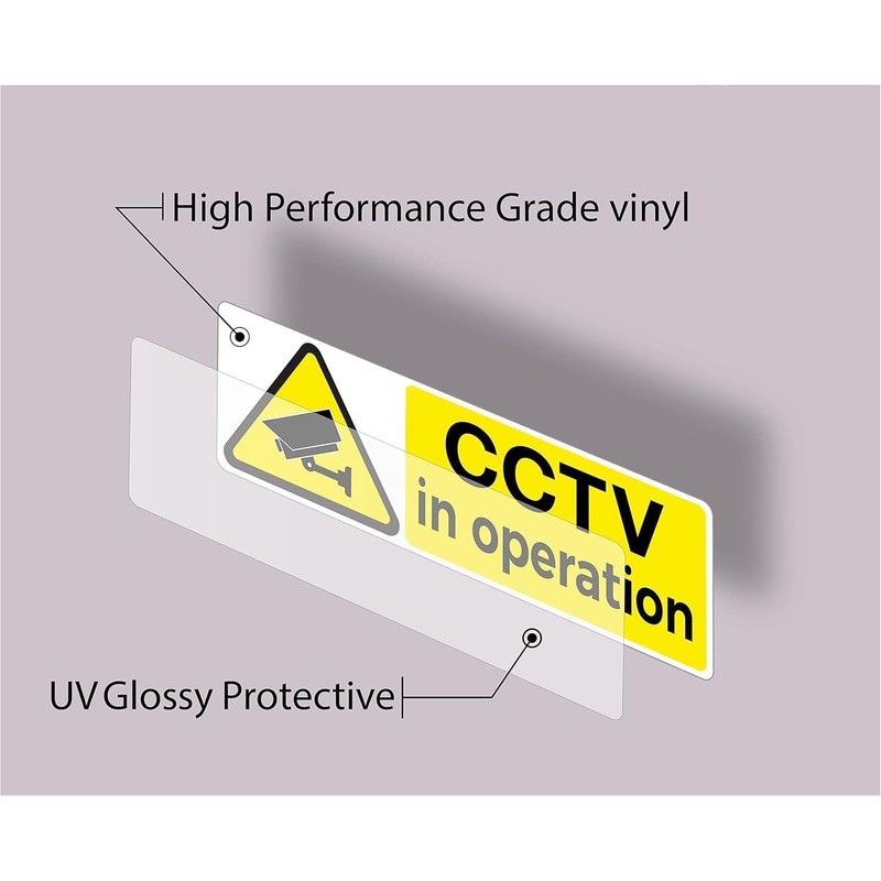 5 Pack stcky CCTV in Operations, Stickers for Windows Yellow