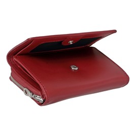 Brown Bear I BB Lou Women's Small Leather Wallet with Coin Compartment and RFID Protection, 014 Red, small womens wallet