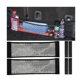 AUCELI Car Mesh Cargo Net, 2PCS 9.8 x 31.5in Elastic Vehicle Storage Mesh Pocket with Adhesive Tape, Automotive Trunk Net Wall Sticker Pouch Bag Accessories, Universal for Truck RV SUV