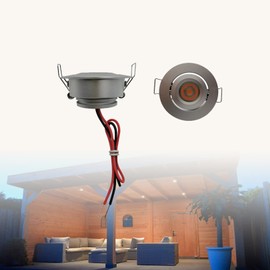 YASHIDA DC12V Pack of 2 Adjustable dimmable Under Cabinet LED Mini Small spotlights Fixtures/Recessed Spotlight Ceiling Downlight Recessed Lamps for Cree 1.5W Warm White 2700K (Silver)