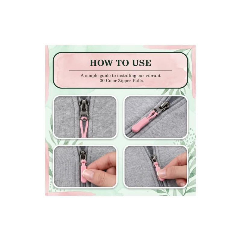 OPLCFO 210 Pcs Zipper Pull Replacement, 30 Colors Zipper Tags