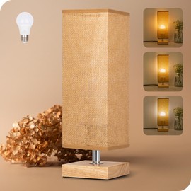 Soilsiu Bedside Table Lamp - Small Bedroom Desk Lamp 3-Color Options Lamps with Modern Net Shade Reading Nightstand Lamps for Living Room, Dorm, Office (LED Bulb Included)