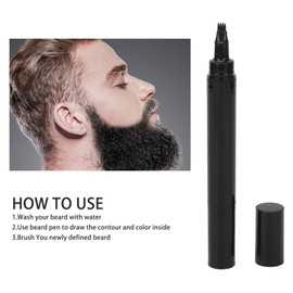 Hairdressing Styling Pen, Black, Waterproof, Durable, 2 in 1 Beard Pen Filler for Men for Salon