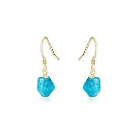 Apatite Raw Nugget Earrings in 14k Gold Fill