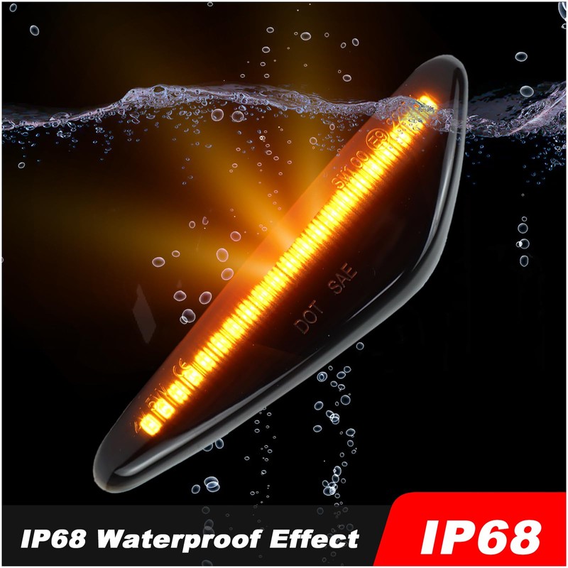 KEEGTBOX Smoked Lens LED Side Marker Lights Kit Fit For