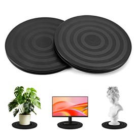 APKOL 2 x Turntable Universal 20 cm Turntable Rotating Platform Rotating Plate Multi-Purpose Rotating Platform with Steel Ball Bearings Heavy Duty 15 kg for TV Laptops Crafts Plants Kitchen, Black