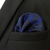 S&W SHLAX&WING Suit Men's Pocket Square Blue Navy Paisley Handkerchief
