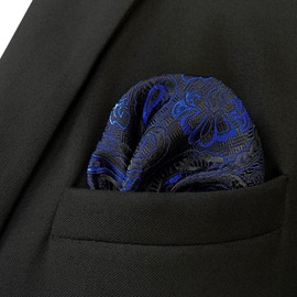 S&W SHLAX&WING Suit Men's Pocket Square Blue Navy Paisley Handkerchief Party, blue