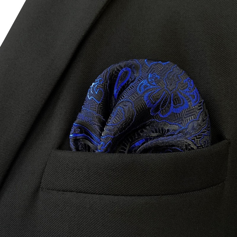 S&W SHLAX&WING Suit Men's Pocket Square Blue Navy Paisley Handkerchief
