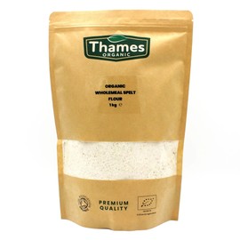 Organic Wholemeal Spelt Flour - of 100% Pure & Natural Flour - No Additives, No Preservatives - Vegan, Non-GMO, Certified Organic - Great for Baking, Cooking, and Sensitive Diets - Thames Organic 1kg