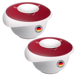 Westmark 315522E3 Mixing / Baking Bowls with Two-Part Lid, 3.5 L, with Pouring Spout, Plastic, White/Red