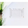 Large Clear Acrylic Monthly Calendar for wall | Dry-Erase Message