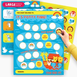 Potty Training Toilet Reward Chart for Boys Girls Kids Toddlers x10 pcs - Noah's Ark Potty Chart - Toilet Time for School Teaching Or Home Training - Potties Stickers Board by Central 23
