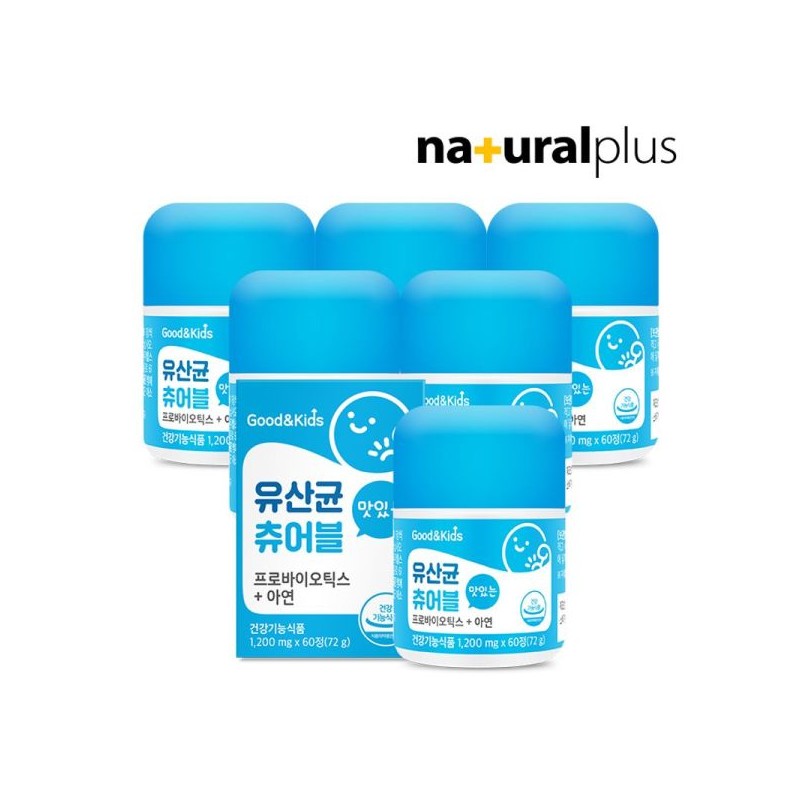 굿앤키즈 맛있는 유산균 츄어블 프로바이오틱스 아연 60정 6박스 Good &