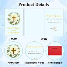 Confirmation Cards for Girls Boys, Confirmation Gifts for Teen Girls Boys, Religious Cards with Envelopes for Daughter Son Granddaughter Grandson, Christian Catholic Gifts for Sponsors Women Men