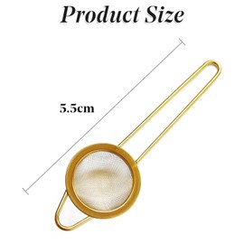 Gold Matcha Sieve & Loose Tea Strainer, Fine Mesh Stainless Steel Mini Icing Sugar Sieve, Small Tea Filter Sifter for Matcha Powder, Tea Leaves & Baking