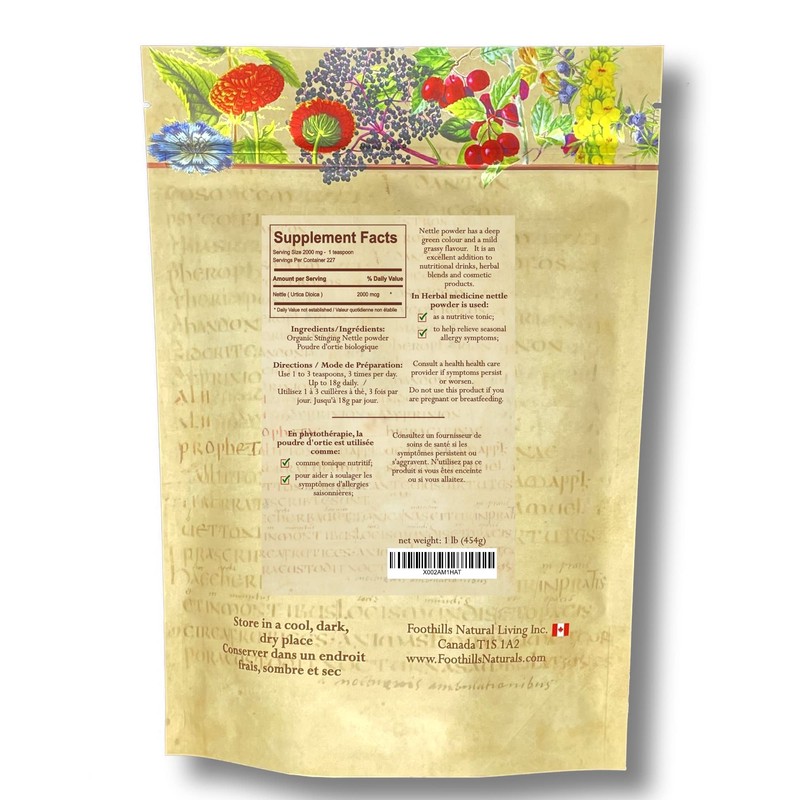 Foothills Naturals Nettle Powder Organic - 1 Pound