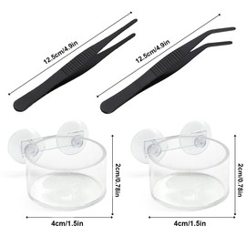 Jumping Spider Feeding Dish Set, Water Bowl with Suction Cup, Reptile Feeding Tongs, Jumping Spider Enclosure Accessories - 4 Pack (2cm)