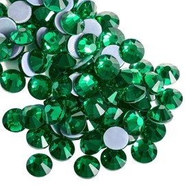 Beadsland Hotfix Rhinestones, 288pcs Flatback Crystal Rhinestones for Crafts Clothes DIY Decorations, Emerald, SS30, 6.3-6.5mm