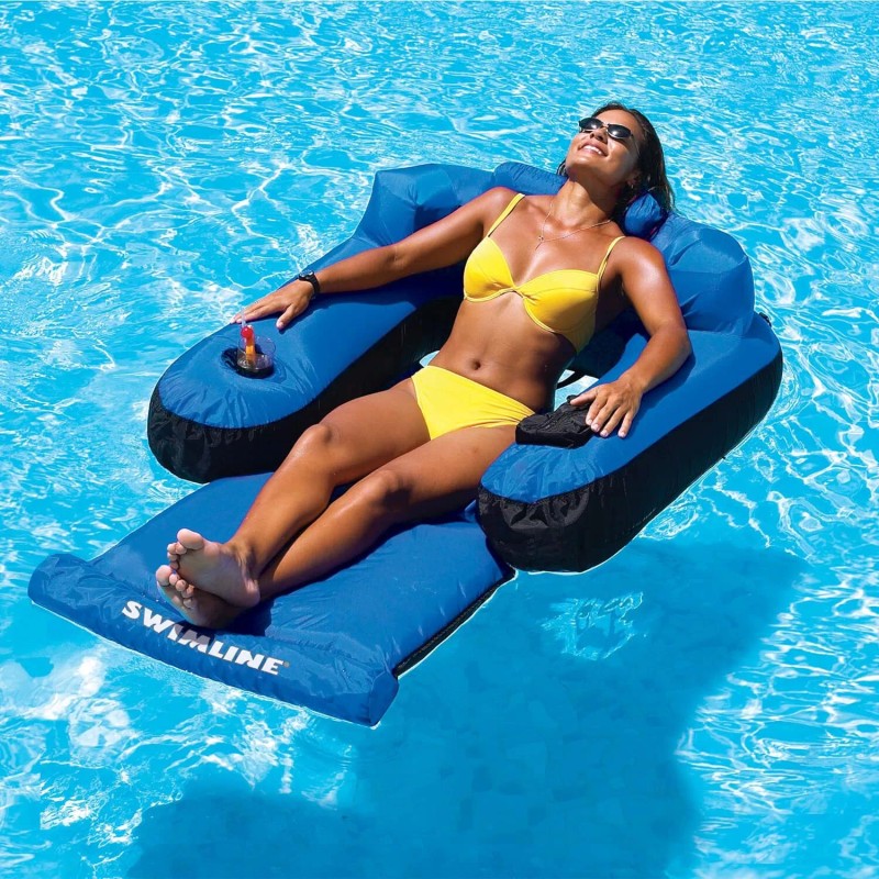 Swimline 9047 Ultimate Fabric Inflatable Tahoe Nylon Swimming Pool Lounge