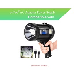 eeTao 5V 1A AC/DC Adapter Charger + USB Cable Compatible with MIXILIN Rechargeable Spotlight 1000,000 Lumens Handheld Hunting Flashlight Led Spot Light Power Supply Cable Cord PSU