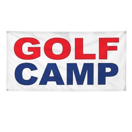 Vinyl Banner Multiple Sizes Golf Camp Red Blue Business Outdoor Weatherproof Industrial Yard Signs 4 Grommets 12x30Inches