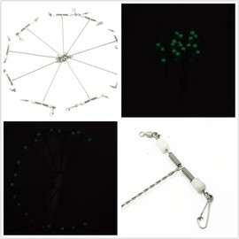 10 Pcs Stainless Steel Fishing lures Wire Leader Trace with Snap & Luminous Glow Beads Fishing Rigs Leaders Fishing Line Tackle