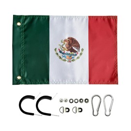 1 pc Mexico Flag with Mount for 5150 Whip Lights (Fit 1.9~2.2cm pole) or Antenna Flag Poles, 18" x 12" Double Sided Whip Light Mexican Flags for UTV ATV Jeep Off-Road RZR Polaris Truck Boat