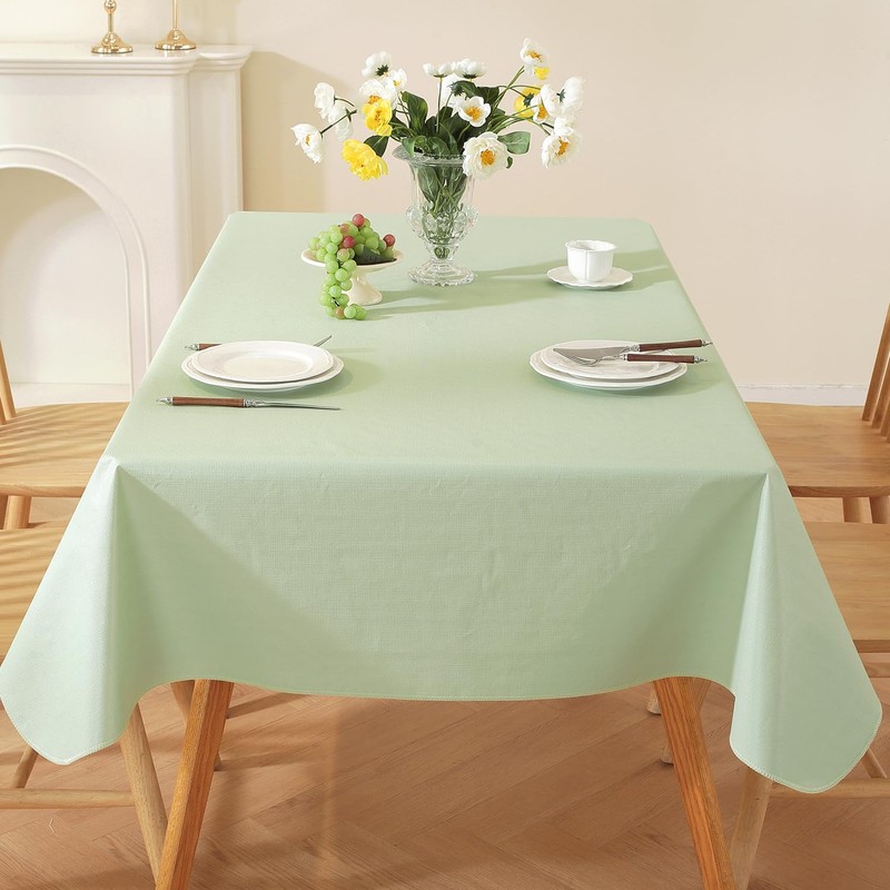 Rectangle Tablecloth,wipeable Vinyl Tablecloths with Flannel Backing,Plastic Outdoor Oil-Proof Waterproof
