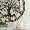 Micasso Silent Large Wall Clock: 24Inch Tree of Life Metal