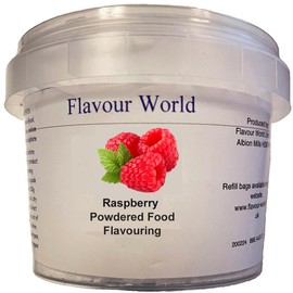 Flavour World Professional Powdered Food Flavouring 40g or 80g tubs with small dosing spoon included (40g, Raspberry)
