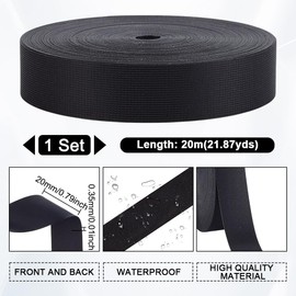 AHANDMAKER 65.61 ft x 0.8 Inch Fabric Heat Sealing Tape Waterproof for Iron-On Seam Sealing Fabric Tape Repair Tape Heat Resistant Fabric Tape for Jackets Raincoats Black