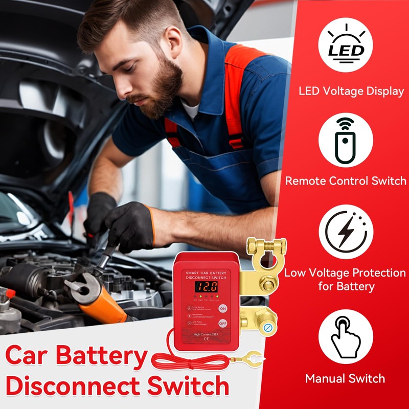 Lizekm Kill Switch for Car - Remote Battery Disconnect Switch