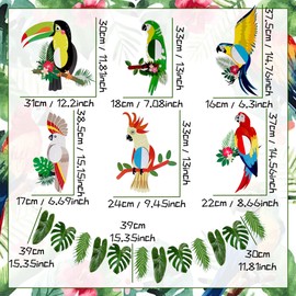Tropical Birds Honeycomb Paper Cutouts Parrot Honeycomb Palm Leaves Banner Hawaiian Beach Luau Party Hanging Decorations Tiki Bar Supplies