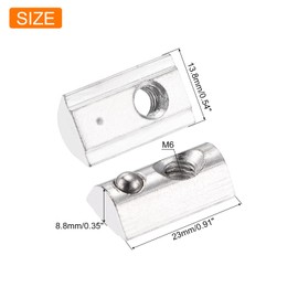 uxcell 20Pcs M6 T Spring Nut Fastener Carbon Steel Nickel Plated Half Round Roll in Spring T Slot Nut for Aluminum Profile 3D Printer, CNC Router 4040 Series