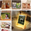 SYWAN 2Pcs Wooden LED Light Base, Glowing Photo Frame Night